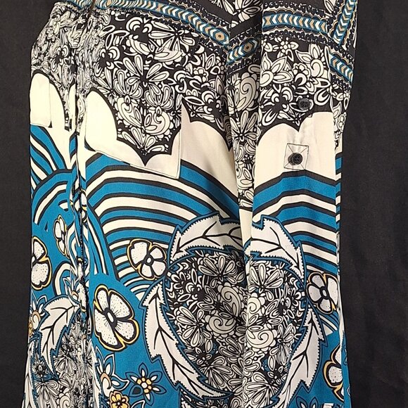 Express Floral Portofino Shirt Women’s Medium Long Sleeve Blouse Hawaiian Print - Picture 2 of 4